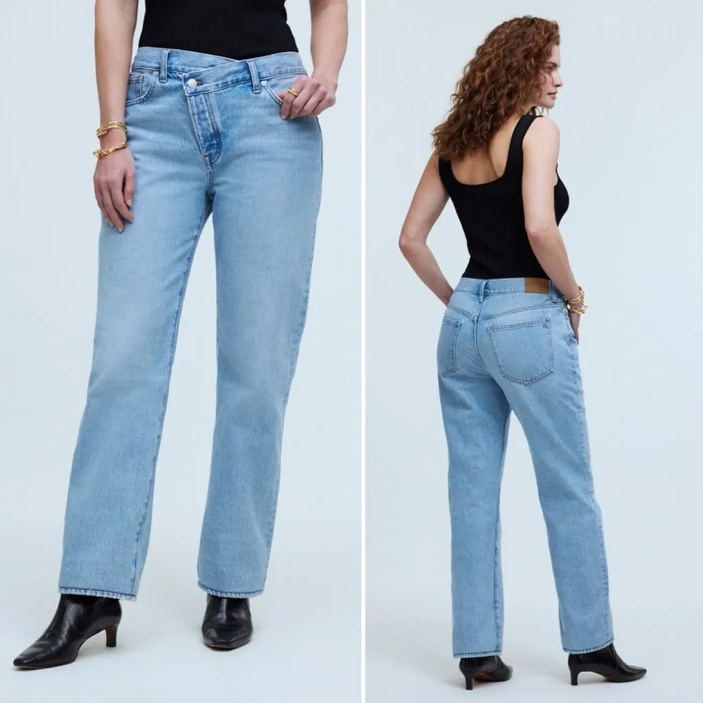 Madewell Curvy Low-Slung Straight Jeans 26 light wash 100% cotton crossover